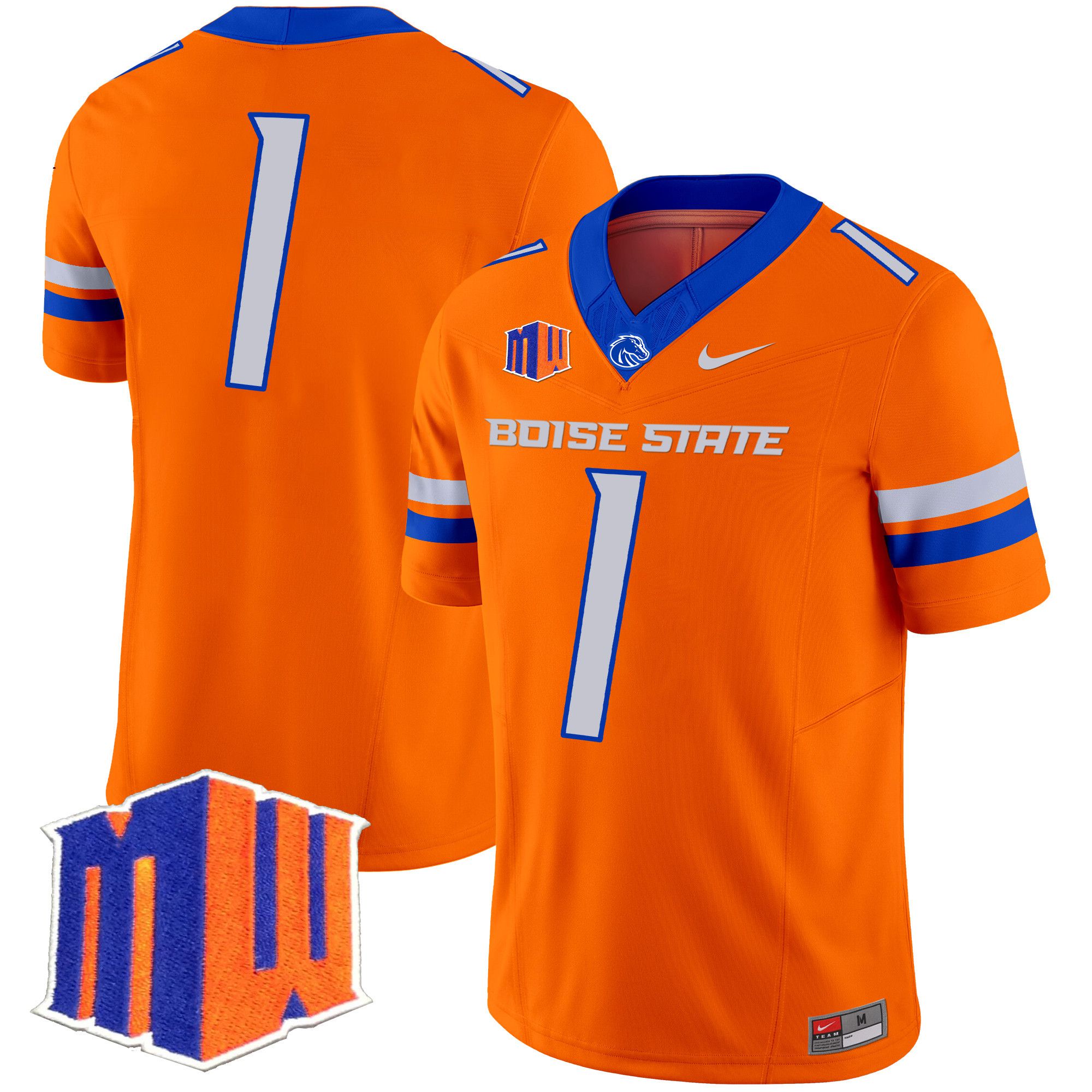 Men Boise State Broncos #1 No Name Orange Nike 2024 Vapor Limited NCAA Jersey style 1->more ncaa teams->NCAA Jersey